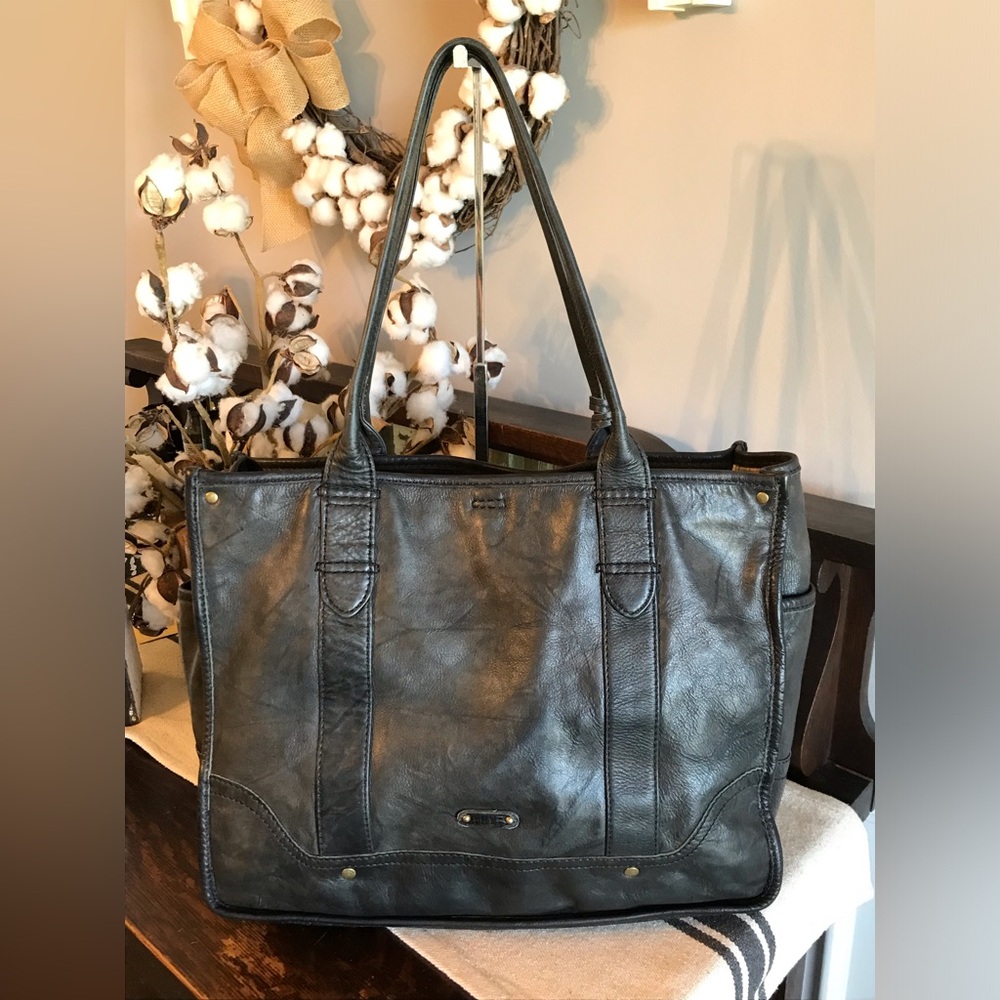 Frye Campus Dakota Leather Marbled Black Tote Shopper Shoulder Bag $378 - Picture 11 of 15